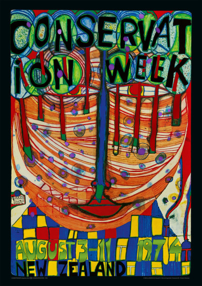 Week van het natuurbehoud (rote-versie) door Friedensreich Hundertwasser